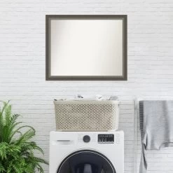 31" X 25" Non-Beveled Domus Wood Bathroom Wall Mirror Dark Silver - Amanti Art -Home Series Shop GUEST 046d6d26 1874 4fbd b7e8 8e99c9883856