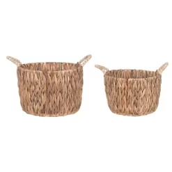 Transpac 13.75 In. Round Water Hyacinth Basket, Set Of 2
