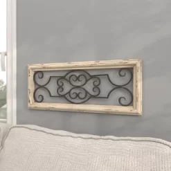 Wood Scroll Window Inspired Wall Decor With Metal Scrollwork Relief White - Olivia & May -Home Series Shop GUEST 05e609e7 f19d 4be8 9a38 2050c2595f92