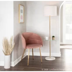 Chloe Contemporary Shelf Floor Lamp With Marble Base/Glass Shelf And Linen Shade White (Includes LED Light Bulb) - LumiSource -Home Series Shop GUEST 06f71c07 acf6 414c a95a 41b63d965f87