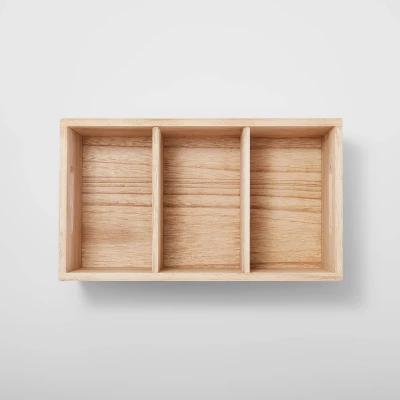 3 Compartment Light Wood Crate Natural - Brightroom™ 2 3 Compartment Light Wood Crate Natural - Brightroom™ - Image 2