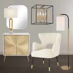 Possini Euro Design Black Warm Brass Cage Foyer Pendant Chandelier 16 1/2" Wide 4-Light Mid Century Modern For Dining Room House -Home Series Shop GUEST 08b99359 1dbf 44d4 bc7b 30527d6a7380