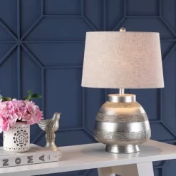 24" Ziggy Resin Table Lamp (Includes LED Light Bulb) Silver - JONATHAN Y