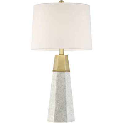 360 Lighting Julie Modern Table Lamps 27 1/2" Tall Set Of 2 Faux Marble Gold Tapered Column Fabric Drum Shade For Bedroom Living Room Bedside Office 7 360 Lighting Julie Modern Table Lamps 27 1/2" Tall Set Of 2 Faux Marble Gold Tapered Column Fabric Drum Shade For Bedroom Living Room Bedside Office - Image 7