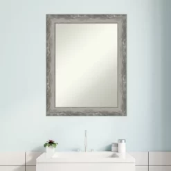 23" X 29" Non-Beveled Waveline Silver Narrow Bathroom Wall Mirror - Amanti Art -Home Series Shop GUEST 0b011864 1e48 4fae a436 fa8dd7ce0c85