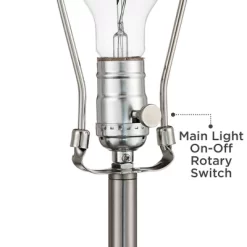 Possini Euro Design Wagner Modern Table Lamp 29 3/4" Tall Brushed Nickel With USB Charging Port And LED Gooseneck Lights White Shade For Living Room -Home Series Shop GUEST 0c8b0d3a 6ee3 425d a9ee 36a22cf89e5f