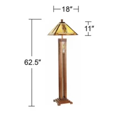 Robert Louis Tiffany Mission Floor Lamp With Nightlight 62.5" Tall Walnut Wood Column Stained Glass Shade For Living Room Reading Bedroom -Home Series Shop GUEST 0cdc46c6 0b5d 4c56 ba69 fde17dfe75b1