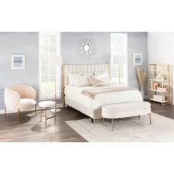 Chloe Contemporary Shelf Floor Lamp With Marble Base/Glass Shelf And Linen Shade White (Includes LED Light Bulb) - LumiSource -Home Series Shop GUEST 0e36f51f 9e26 4bf3 a197 158f75621539