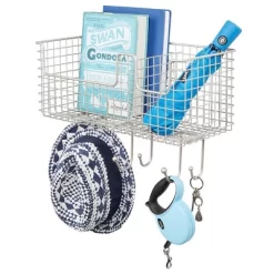 MDesign Metal Storage Organizer Basket With 6 Hooks - Wall Mount -Home Series Shop GUEST 0ed18b8a 8637 4413 9b8b d10d0c47008c