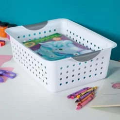 Sterilite Ultra Ventilated Open Top Plastic Storage Organizer Basket With Gray Contoured Carrying Handles -Home Series Shop GUEST 0f88361e c24f 4431 a524 e9acc3eb4209