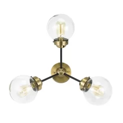 24.5" Mid-Century Glass Globe Flushmount Fixture Ceiling Light (Includes LED Light Bulb) Black/Brass - Cresswell Lighting -Home Series Shop GUEST 10ecbe67 067e 4727 8bbb 3af96fb0be83