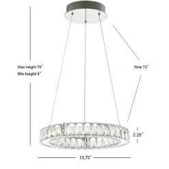 15.75" Metal/Crystal Adjustable Reese Pendant (Includes Energy Efficient Light Bulb) Chrome - JONATHAN Y -Home Series Shop GUEST 129c5049 cc8d 4c58 a979 481ab09bd602