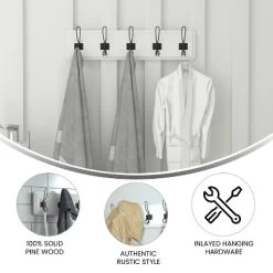 Flash Furniture Daly Wall Mounted 24 Inch Solid White Solid Pine Wood Storage Rack With 5 Hooks For Entryway, Kitchen, Bathroom 14 Flash Furniture Daly Wall Mounted 24 Inch Solid White Solid Pine Wood Storage Rack With 5 Hooks For Entryway, Kitchen, Bathroom -Home Series Shop GUEST 13e31e70 f2ee 4317 8520 1a7062636839