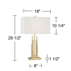 360 Lighting Sonia Modern Table Lamps 29 1/2" Tall Set Of 2 Gold Metal With Dual USB Charging Ports White Rectangular Shade For Bedroom Living Room -Home Series Shop GUEST 14759ca5 cd80 4d40 a0f2 10b6eef81d9e
