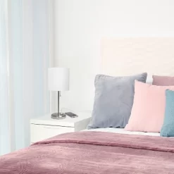 19.5" Bedside USB Port Feature Metal Table Desk Lamp Brushed Steel With White Fabric Shade - Creekwood Home -Home Series Shop GUEST 14ff0011 8feb 4174 9e33 14d12bac0ec6