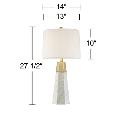 360 Lighting Julie Modern Table Lamps 27 1/2" Tall Set Of 2 Faux Marble Gold Tapered Column Fabric Drum Shade For Bedroom Living Room Bedside Office 5 360 Lighting Julie Modern Table Lamps 27 1/2" Tall Set Of 2 Faux Marble Gold Tapered Column Fabric Drum Shade For Bedroom Living Room Bedside Office - Image 5