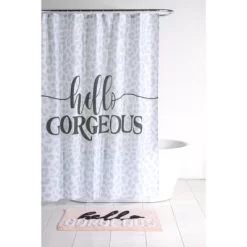 Shiraleah "Hello Gorgeous" Grey Leopard Print Shower Curtain -Home Series Shop GUEST 16b90daf e6fd 4a6d a736 160da4d8e33d