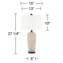 360 Lighting Anna Modern Coastal Table Lamps 27 1/4" Tall Set Of 2 Beige White Tapered Drum Shade For Bedroom Living Room Bedside Nightstand Office -Home Series Shop GUEST 191a4d73 cc98 4302 a90e a0e2fcbc9673