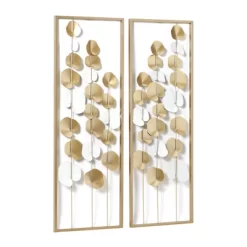 Metal Leaf Tall CutOut Wall Decor With Gold Frame Set Of 2 Gold - Olivia & May -Home Series Shop GUEST 1970a4cc 6258 43c3 bb2f 3be7227f9066