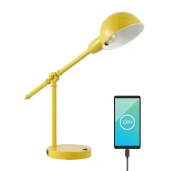 20.25" Curtis Vintage Industrial Iron Adjustable Dome Shade Task Lamp With USB Charging Port (Includes LED Light Bulb) - JONATHAN Y -Home Series Shop GUEST 19d82ee4 ba83 45f0 8a89 7aefbb539459