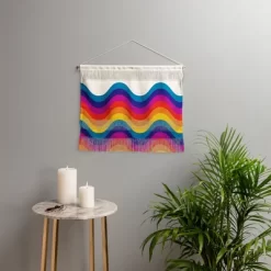 Showmemars Wavy Retro Rainbow Fiber Wall Hanging - Society6