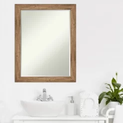Amanti Art Owl Brown Narrow Petite Bevel Wood Bathroom Wall Mirror 27.5 X 21.5 In. -Home Series Shop GUEST 1c155b9f af1f 4bab 863d b024a194eb06