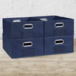Niche Cubo 4pk Half Size Foldable Fabric Storage Bins With Label Holder Blue
