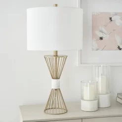 27" Gold Metal Wire With Marble Table Lamp - Nourison