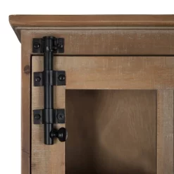 Hutchins Decorative Farmhouse Wood Wall Cabinet With Window Pane Glass Door Rustic Brown - Kate & Laurel All Things Decor -Home Series Shop GUEST 1fa6e54e 29f5 4517 974b 32f0aa201a50