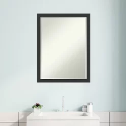 Amanti Art Mezzanotte Black Petite Bevel Wood Bathroom Wall Mirror 26 X 20 In. -Home Series Shop GUEST 1fab3ed1 f2ec 4e80 830d 49e8ccaaf800
