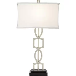 360 Lighting Evan Modern Table Lamps 28 1/2" Tall Set Of 2 Brushed Nickel With USB Charging Port White Rectangular Shade For Bedroom Living Room House -Home Series Shop GUEST 1fc20b88 5ada 4baa a13e 2b3cf2157da7