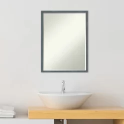 Amanti Art Dixie Blue Grey Rustic Narrow Petite Bevel Wood Bathroom Wall Mirror 25 X 19 In. -Home Series Shop GUEST 207f4fc7 dc79 49a4 9c09 16d4d1ef724a