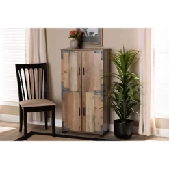 4 Door Cyrille Wood Shoe Cabinet Brown - Baxton Studio -Home Series Shop GUEST 20c29cb9 d15a 4b26 8801 8e990f1a1fc8