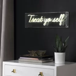 20" Treat Yo Self Contemporary Glam Acrylic Box Pendant (Includes LED Light Bulb) Neon Yellow - JONATHAN Y -Home Series Shop GUEST 217aff0a 3410 4d95 891b 1a085cfd3490