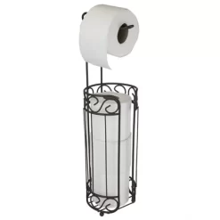 Home Basics Scroll Collection Freestanding Dispensing Toilet Paper Holder, Bronze