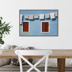 23" X 16" Hanging Laundry Along Wall By Brenda Tharp Danita Delimont Framed Canvas Wall Art Blue - Amanti Art -Home Series Shop GUEST 21ee6bf8 104c 4610 a236 ef29e16bab9c