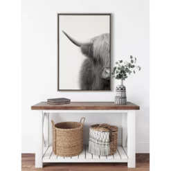 23" X 33" Sylvie Highland Cow Crop Framed Canvas Wall Art By The Creative Bunch Studio Gray - Kate And Laurel -Home Series Shop GUEST 220b68f9 0b5d 4c04 98fa f294a4df768a