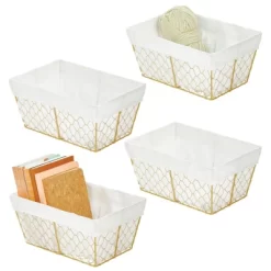 MDesign Medium Chicken Wire Storage Basket, Fabric Liner -Home Series Shop GUEST 220ce73b af76 45ce bc6a 248854a02f79