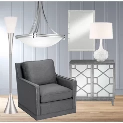 Possini Euro Design Piazza Modern Torchiere Floor Lamp 72 1/2" Tall Brushed Nickel Metal Frosted White Glass Shade For Living Room Bedroom Office Home -Home Series Shop GUEST 229fc9d4 7fcd 4758 b959 0bc7020312f4