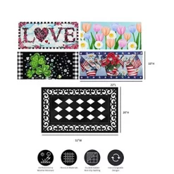 Evergreen Indoor Outdoor Doormat Bundle Set Of 5 - Frame And 4 Holiday Seasonal Inserts Valentine's Love Easter Tulips 4th Of July And St. Patricks -Home Series Shop GUEST 23164978 ab32 42b1 b18d 33583ef623a6