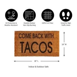 Evergreen Come Back With Tacos Indoor Outdoor Natural Coir Doormat 1'4"x2'4" Brown -Home Series Shop GUEST 24c53a47 f8e6 4a7c a373 05f11d106b14