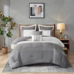 8pc Wilona Embroidered Comforter Set Gray - 510 Design