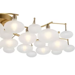 Possini Euro Design Lilypad Modern Ceiling Light Semi Flush Mount Fixture 30 1/4" Wide Warm Brass 12-Light Frosted Glass Shade For Bedroom Living Room -Home Series Shop GUEST 25c5026d 3f54 4152 b95b 778abc33adbe