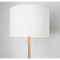 Chloe Contemporary Shelf Floor Lamp With Marble Base/Glass Shelf And Linen Shade White (Includes LED Light Bulb) - LumiSource -Home Series Shop GUEST 2710f141 88f4 4d37 af4d e5f33c200a5e