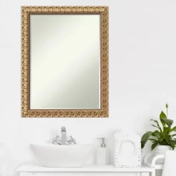 Amanti Art Florentine Gold Petite Bevel Wood Bathroom Wall Mirror 27.5 X 21.5 In. -Home Series Shop GUEST 28a1a751 70b3 46c5 ad34 da8063eedb83