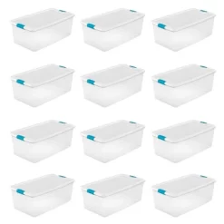 Sterilite Storage System Solution With 106 Quart Clear Stackable Storage Box Organization Containers With White Latching Lid -Home Series Shop GUEST 2a0693b8 05b7 45bf affb efd59b9532c8