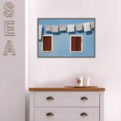 23" X 16" Hanging Laundry Along Wall By Brenda Tharp Danita Delimont Framed Canvas Wall Art Blue - Amanti Art -Home Series Shop GUEST 2a0d352a ce16 4201 9784 af79565c3079