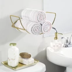 MDesign Modern Metal Bathroom Wall Mount Towel Rack Organizer