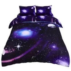 PiccoCasa Polyester Galaxy Sky Cosmos Night Pattern 3D Printed Duvet Cover Set With 2 Pillowcases 4 Pcs Queen Dark Purple -Home Series Shop GUEST 2c044952 f019 4dfb 9d84 61977360cd62