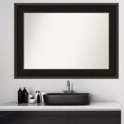 44" X 32" Non-Beveled Mezzanine Wood Bathroom Wall Mirror Espresso Brown - Amanti Art -Home Series Shop GUEST 2dbb48d9 9784 4dae 83ac 02052529da5c